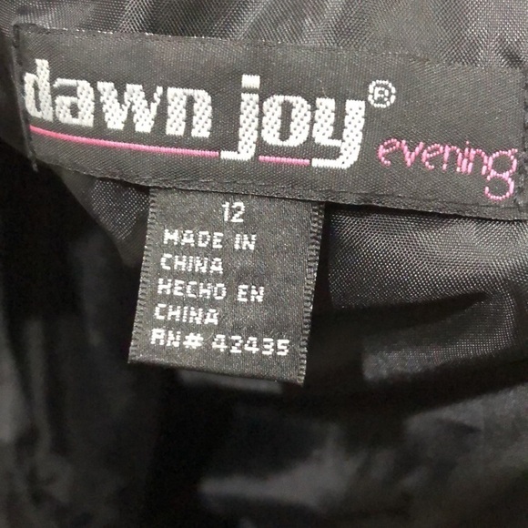 Vintage Dawn Joy Midi Dress Size Medium 10 Black Jeweled Asymmetrical Hem - Picture 6 of 9